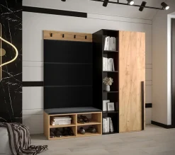 Ensemble de garde-robe Miro 1 184x164x42 (Chêne artisanal + Manila 18)