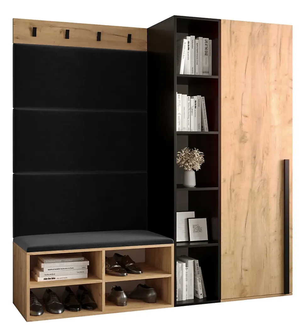 Ensemble de garde-robe Miro 1 184x164x42 (Chêne artisanal + Manila 18)