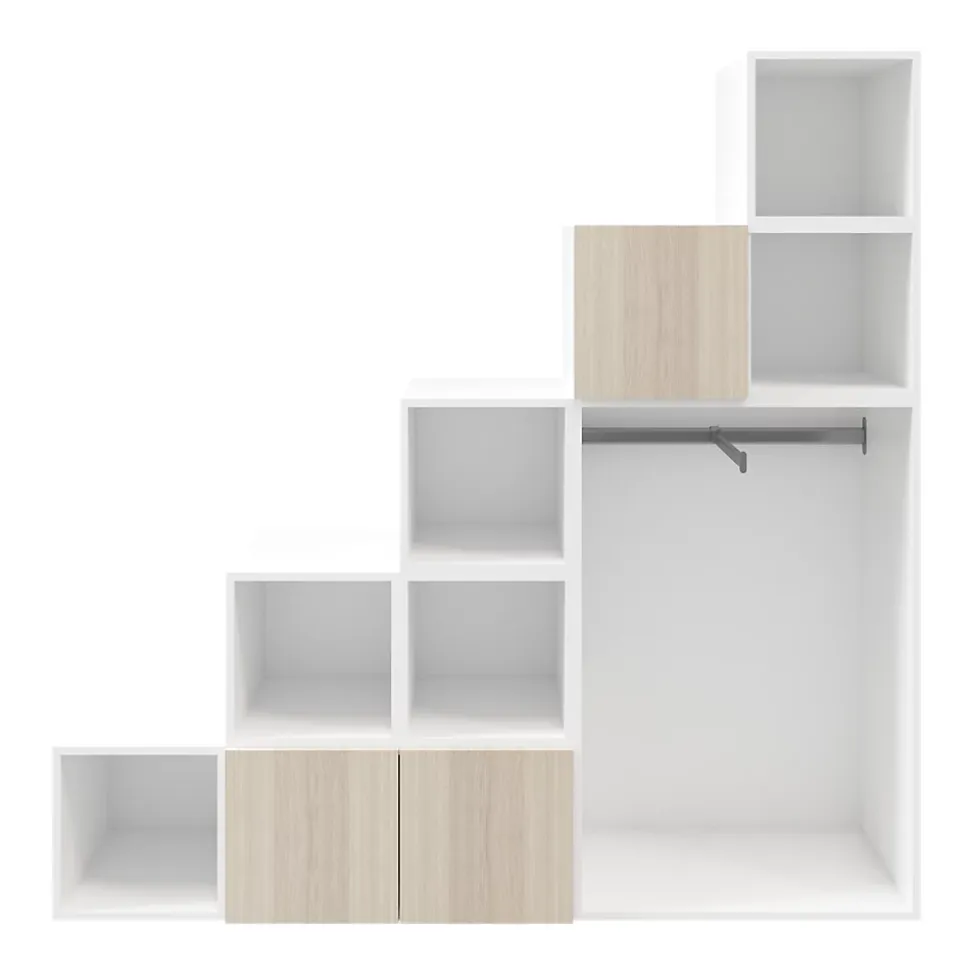 Ensemble de meubles de rangement sous pente et/ou comble blancs et effet chêne GoodHome Atomia H. 187,5 x L. 187,5 x P. 47 cm