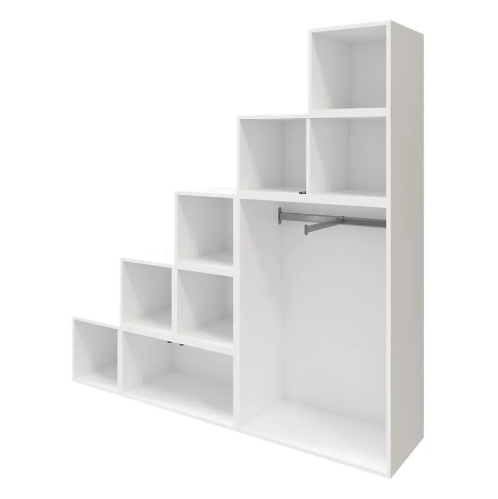 Ensemble de meubles de rangement sous pente et/ou comble blancs et effet chêne GoodHome Atomia H. 187,5 x L. 187,5 x P. 47 cm