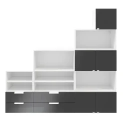 Ensemble de meubles de rangement sous pente et/ou comble blancs et anthracite brillant GoodHome Atomia H. 187,5 x L. 187,5 x P. 35 cm