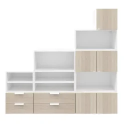 Ensemble de meubles de rangement sous pente et/ou comble blancs et effet chêne GoodHome Atomia H. 187,5 x L. 187,5 x P. 35 cm