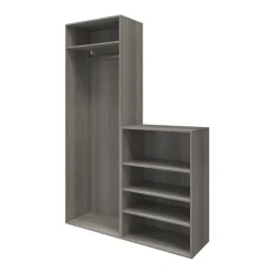 Ensemble de meubles de rangement portes battantes miroir effet chêne grisé GoodHome Atomia H. 225 x L. 150 x P. 47 cm