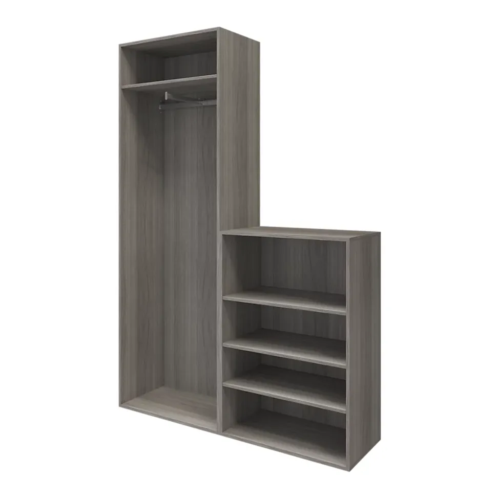Ensemble de meubles de rangement portes battantes miroir effet chêne grisé GoodHome Atomia H. 225 x L. 150 x P. 47 cm