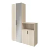 Ensemble de meubles de rangement portes battantes miroir et effet chêne GoodHome Atomia H. 225 x L. 150 x P. 47 cm