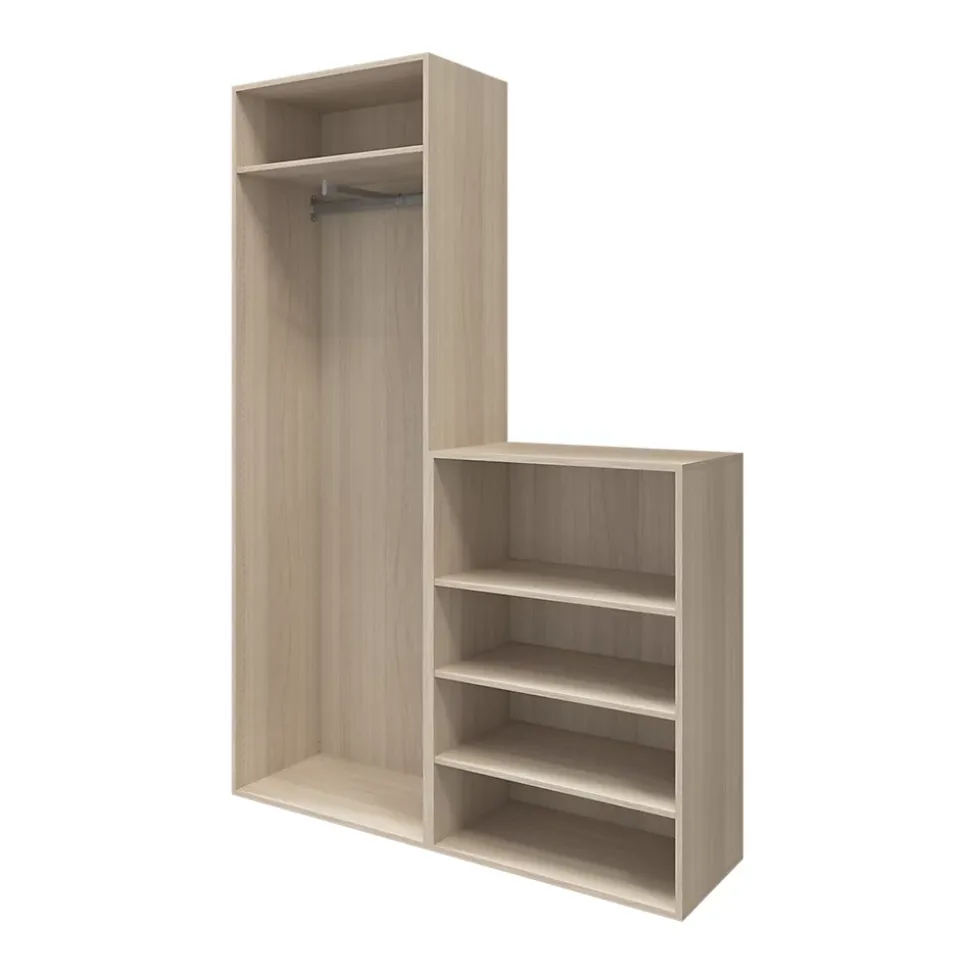 Ensemble de meubles de rangement portes battantes miroir et effet chêne GoodHome Atomia H. 225 x L. 150 x P. 47 cm