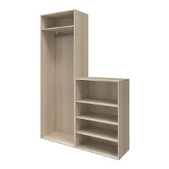Ensemble de meubles de rangement effet chêne portes battantes miroir et blanches GoodHome Atomia H. 225 x L. 150 x P. 47 cm