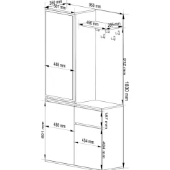 Ensemble de meubles d'entrée ENTRO Chêne Sonoma avec armoire et miroir 95 cm 3 portes 1 tiroir 7 étagères 95x35x183 cm