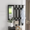 Ensemble de meubles d'entrée design contemporain : meuble chaussures, miroir et panneau porte-manteau panneaux de particules noir