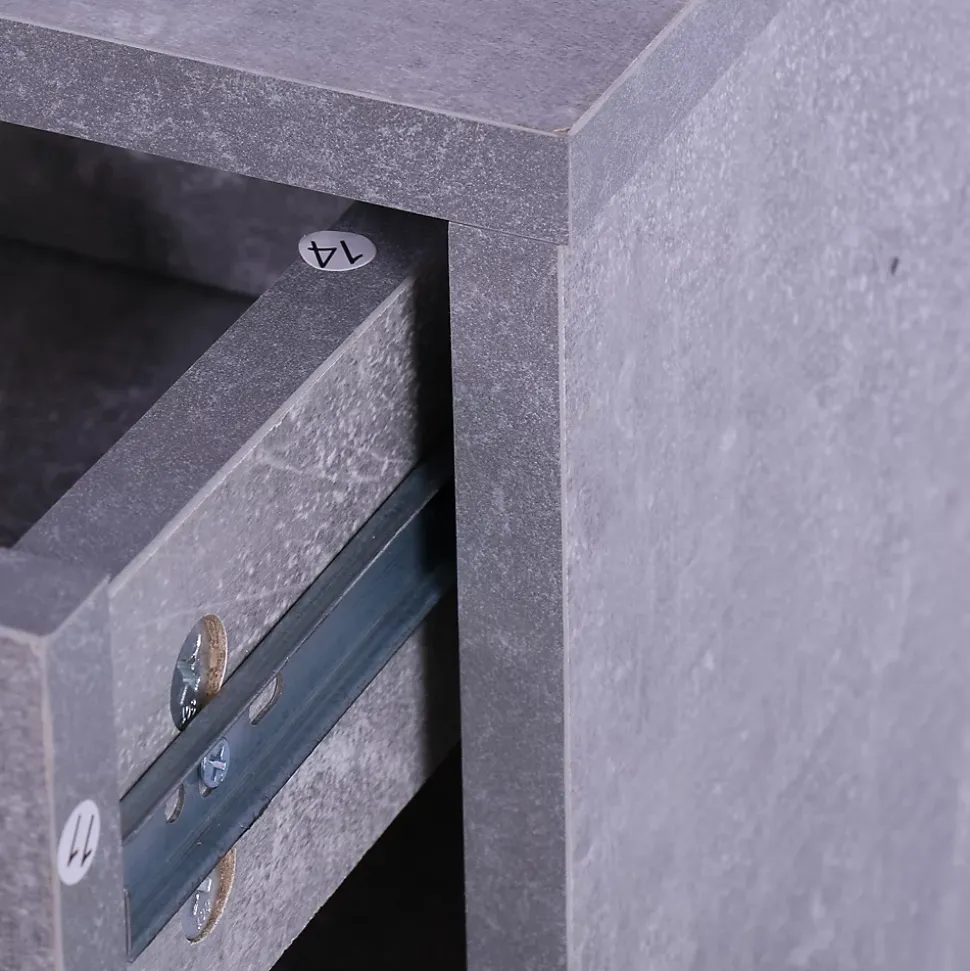 Ensemble de meubles d'entrée design contemporain : meuble chaussures, miroir et panneau porte-manteau effet béton gris