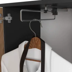 Ensemble de meubles d'entrée ENTRO Noir, Chêne Craft avec armoire et miroir 95 cm 3 portes 1 tiroir 7 étagères 95x35x183 cm