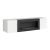 Ensemble de meubles suspendus avec cheminée décorative collection FLY M2. Coloris blanc.