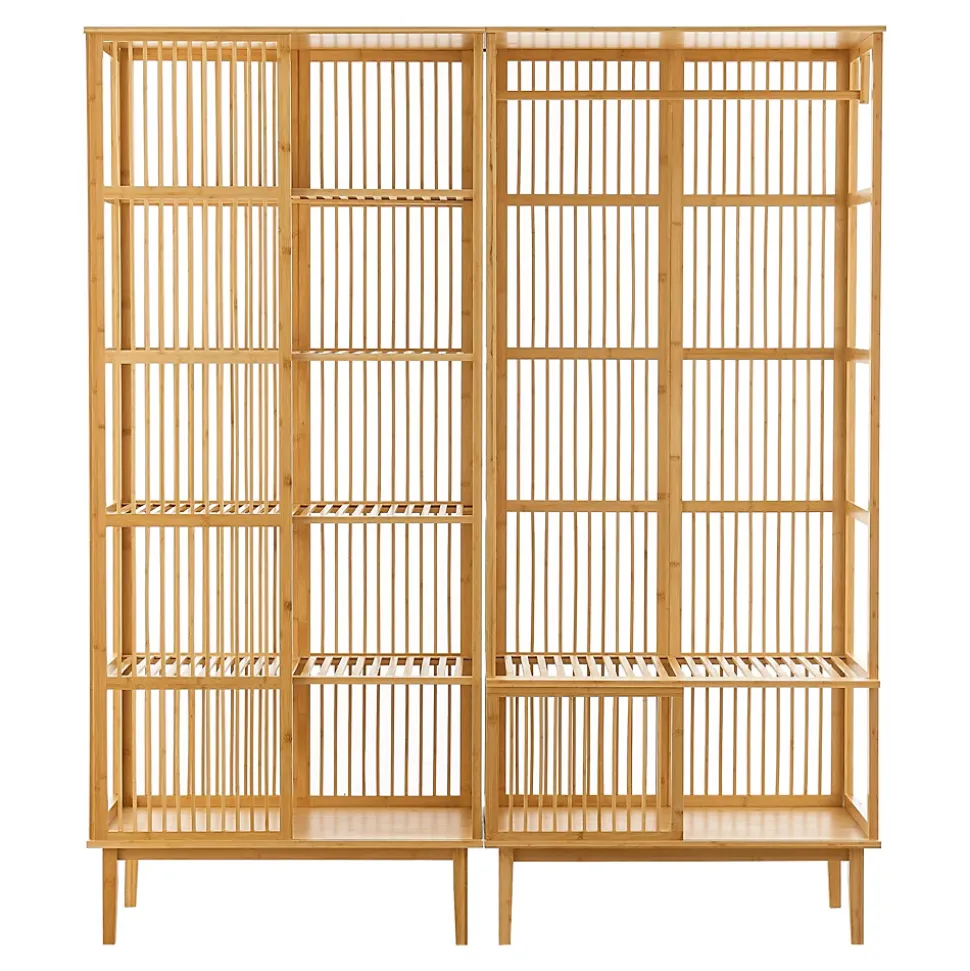 Ensemble de portant Vemb et étagère Trundholm bambou 185 x 160 x 45 cm naturel