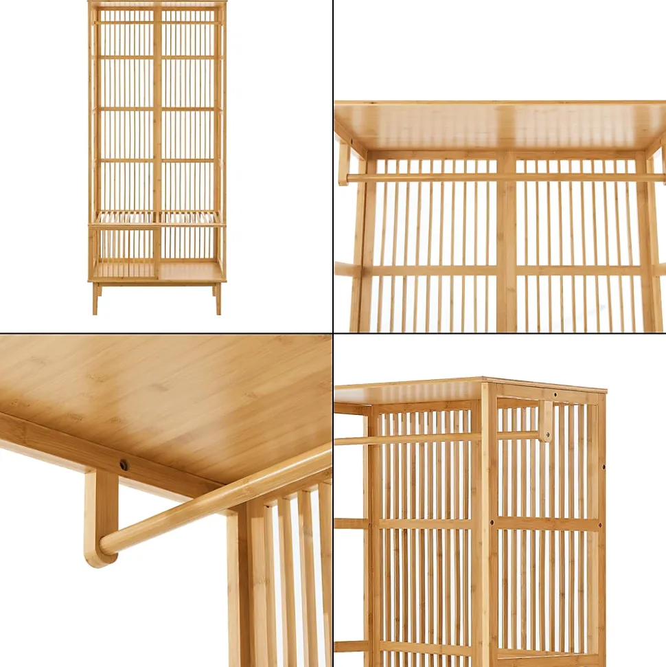 Ensemble de portant Vemb et étagère Trundholm bambou 185 x 160 x 45 cm naturel