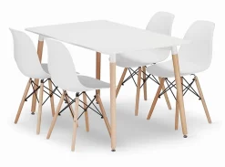 Ensemble de salle à manger Valora Table blanche YURO 120x80 + 4 chaises blanches OSAKA