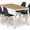 Ensemble de salle à manger Valora Table ROVA 120x60 en chêne + 4 chaises OSAKA noires