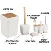 Ensemble de salle de bain 6 pièces en bambou Crème Herzberg HG04463