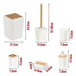 Ensemble de salle de bain 6 pièces en bambou Crème Herzberg HG04463
