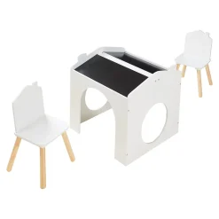 Ensemble de table de dessin et 2 chaises pour enfants Romso blanc en.casa