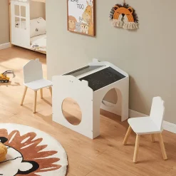 Ensemble de table de dessin et 2 chaises pour enfants Romso blanc en.casa