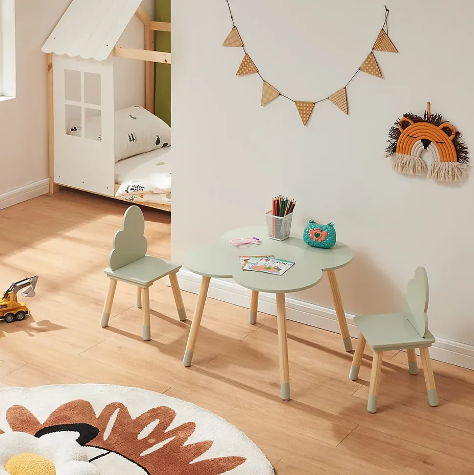 Ensemble de table et 2 chaises pour enfants Epim vert menthe en.casa