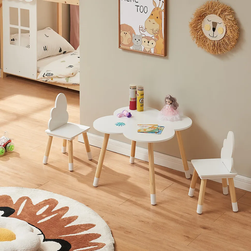 Ensemble de table et 2 chaises pour enfants Epim blanc en.casa