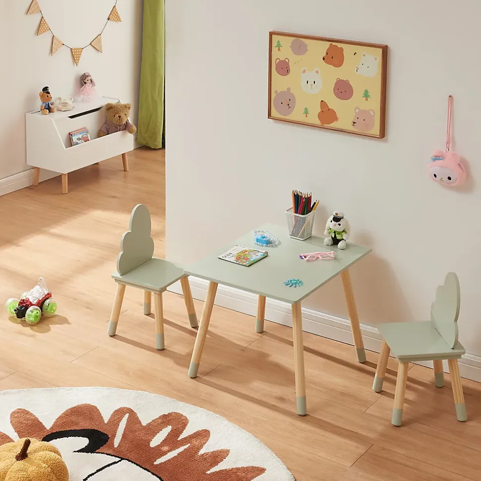 Ensemble de table et 2 chaises pour enfants Hovle vert menthe en.casa