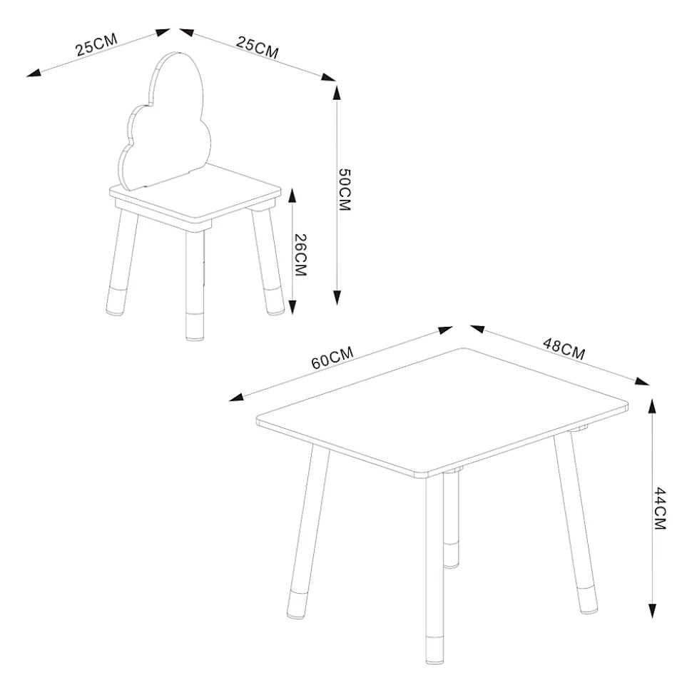 Ensemble de table et 2 chaises pour enfants Hovle vert menthe en.casa