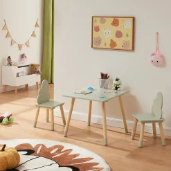 Ensemble de table et 2 chaises pour enfants Hovle vert menthe en.casa