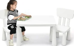 Ensemble de Table et Chaises Table et 2 Chaises en Plastique pour Activités étude Utilisation Intérieure Extérieure Blanc