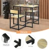 Ensemble de Table et Chaises Compacte et Antiderapante avec Cadre en Metal Table avec 2 Chaises Robuste et Pratique Naturel