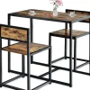 Ensemble de Table et Chaises Compacte et Antiderapante avec Cadre en Metal Table avec 2 Chaises Robuste et Pratique
