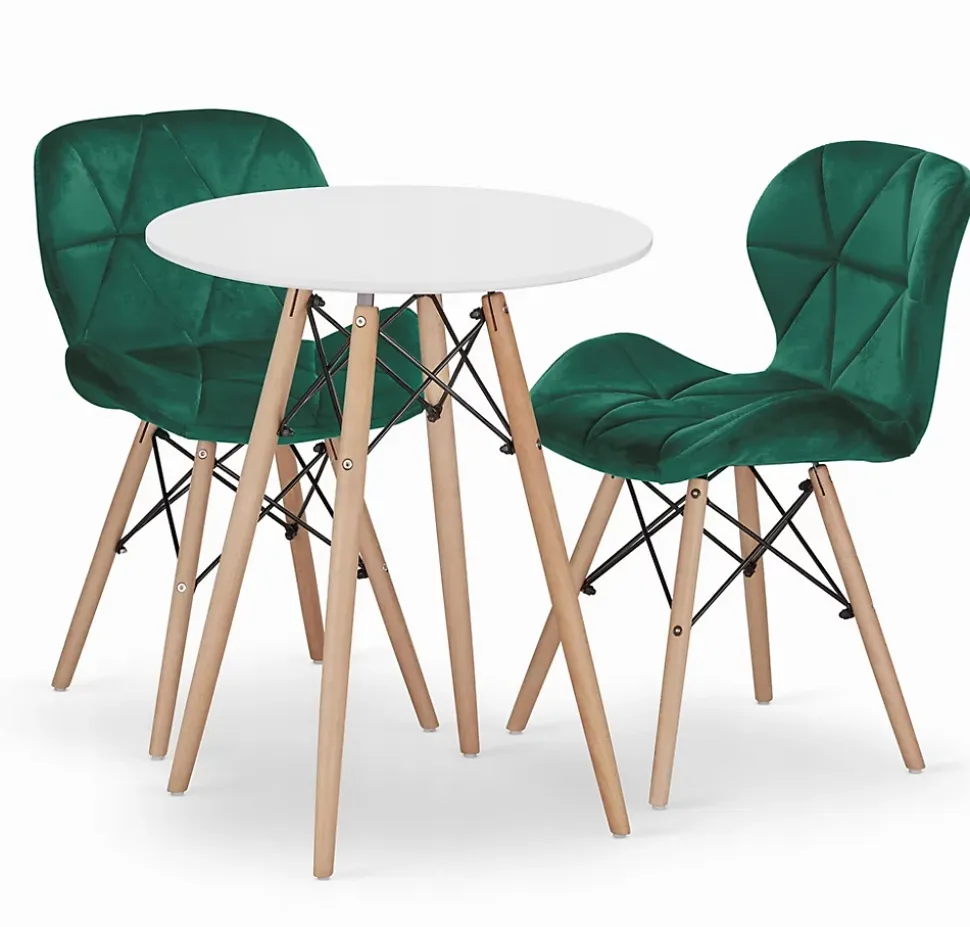 Ensemble de table Valora KOVA 60, blanc, rond, design moderne, pour salle à manger (x2)