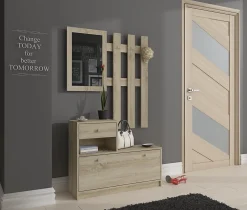 Ensemble d'entrée AKORD avec l'armoire à chaussures Chêne Sonoma 90 cm 1 tiroir façade Chêne Sonoma 2 étagères 90x25x170cm