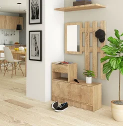 Ensemble d'entrée AKORD avec l'armoire à chaussures Chêne Sonoma 90 cm 1 tiroir façade Chêne Sonoma 2 étagères 90x25x170cm