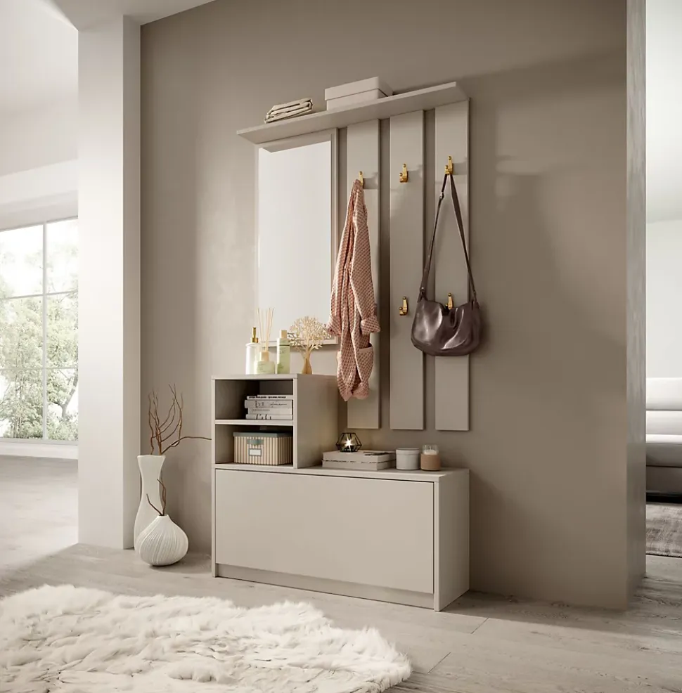 Ensemble d'entrée avec miroir 85 cm YESFIR cachemire