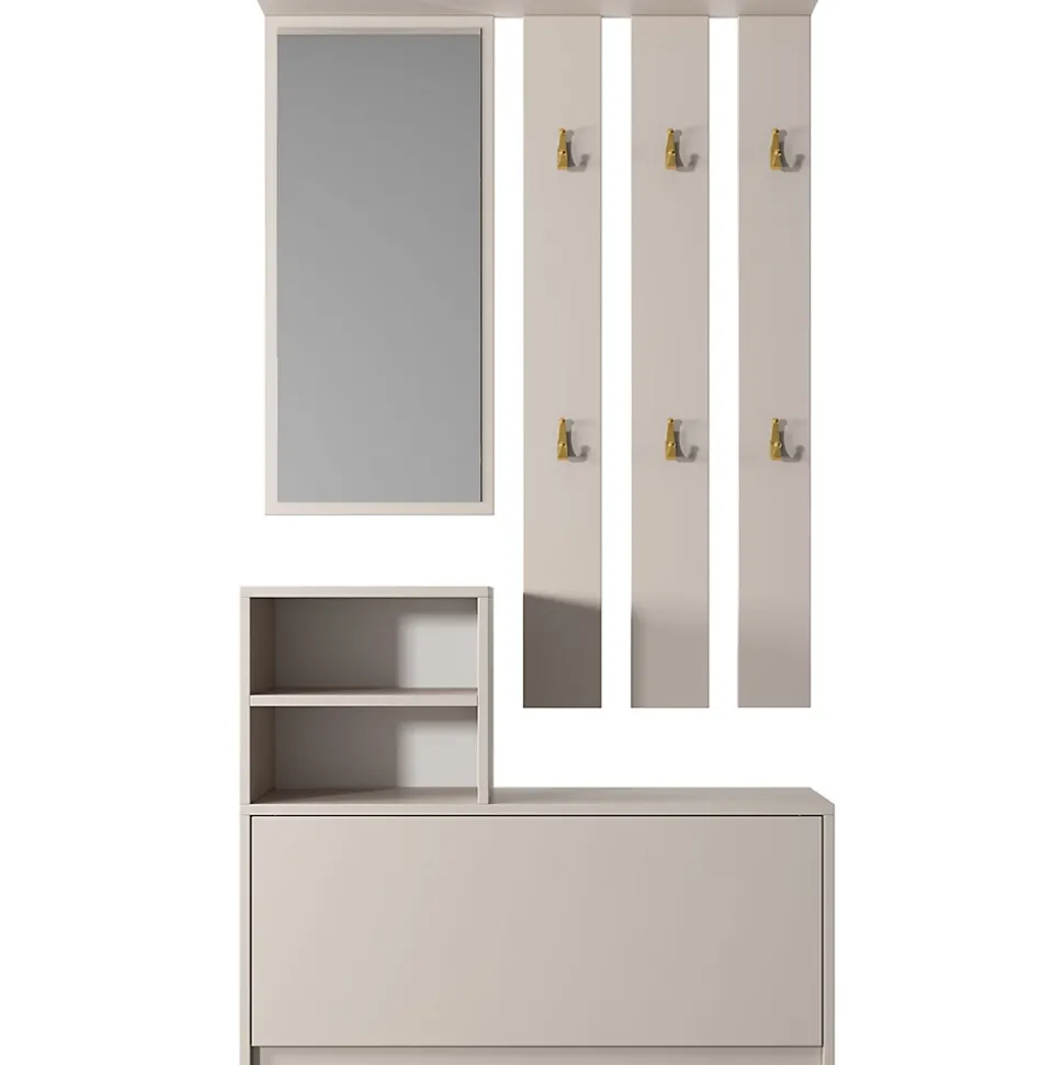 Ensemble d'entrée avec miroir 85 cm YESFIR cachemire