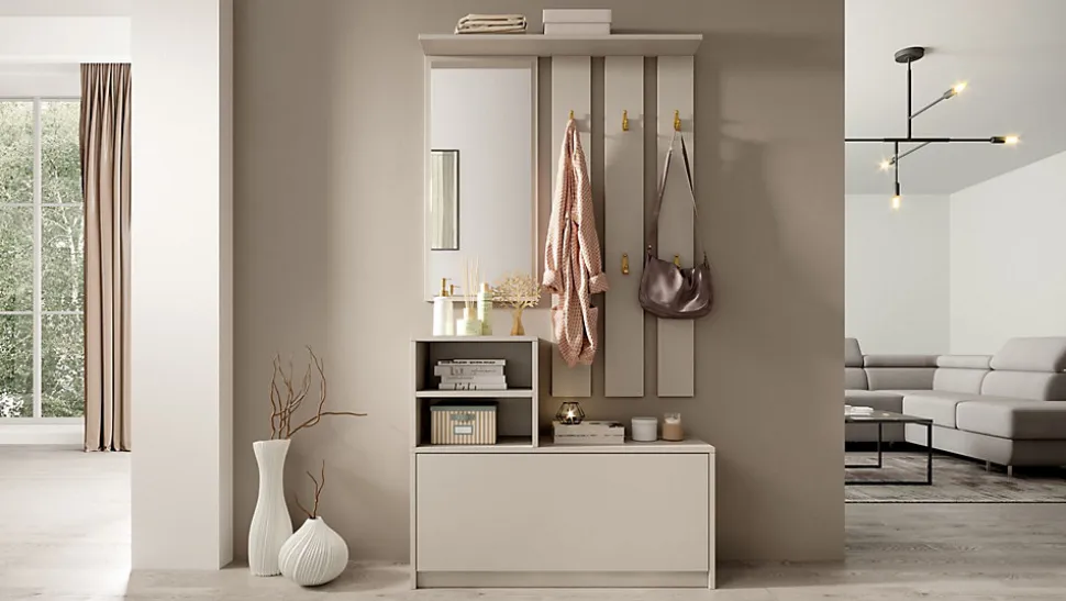 Ensemble d'entrée avec miroir 85 cm YESFIR cachemire