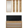 Ensemble d'entrée avec miroir 100 cm PARMANI chêne artisanal