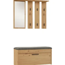 Ensemble d'entrée avec miroir 100 cm PARMANI chêne artisanal