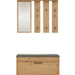 Ensemble d'entrée avec miroir 100 cm PARMANI chêne artisanal