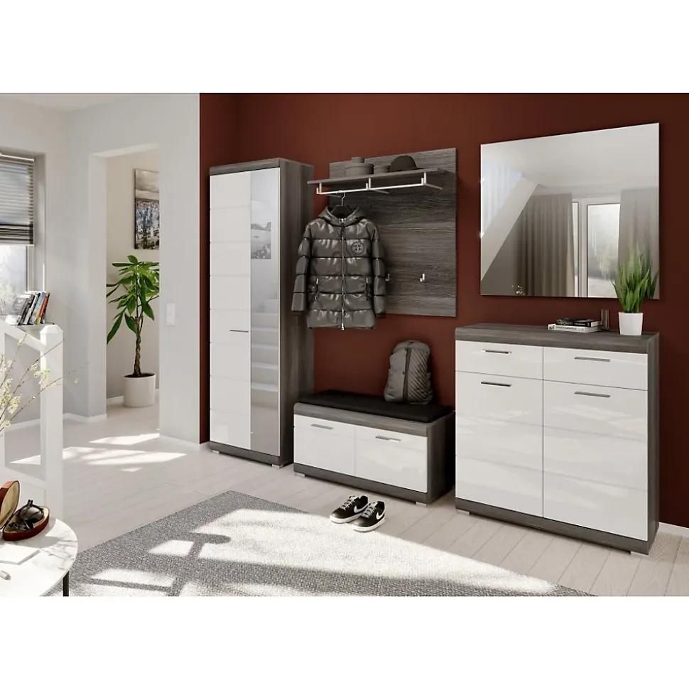 Ensemble dentrée SCOTT Meubles de rangement avec miroir et porte-manteaux