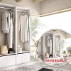 Ensemble dressing avec 2 portes à chaussures et fond d'arrière réversible coloris chêne naturel, blanc