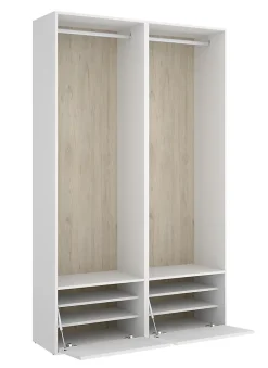 Ensemble dressing avec 2 portes à chaussures et fond d'arrière réversible coloris chêne naturel, blanc