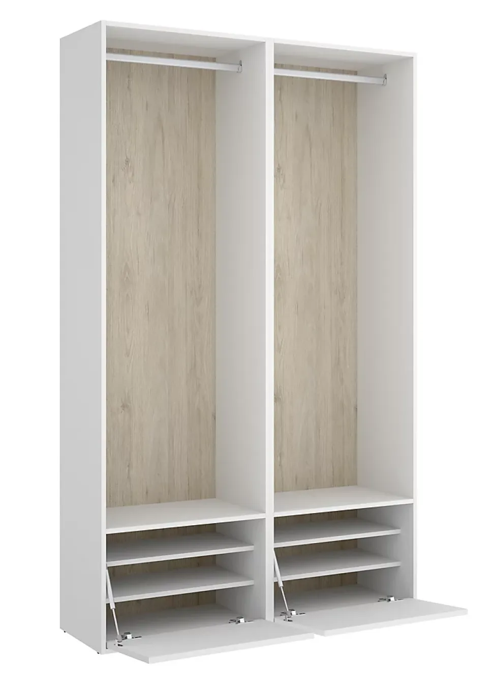 Ensemble dressing avec 2 portes à chaussures et fond d'arrière réversible coloris chêne naturel, blanc