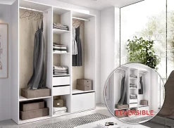 Ensemble dressing avec 2 tiroirs + 1 porte à chaussure et fond d'arrière réversible coloris chêne naturel, blanc