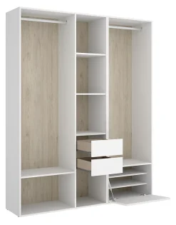 Ensemble dressing avec 2 tiroirs + 1 porte à chaussure et fond d'arrière réversible coloris chêne naturel, blanc