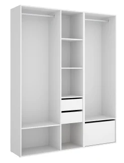 Ensemble dressing avec 2 tiroirs + 1 porte à chaussure et fond d'arrière réversible coloris chêne naturel, blanc