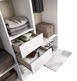 Ensemble dressing avec 2 tiroirs + 1 porte à chaussure et fond d'arrière réversible coloris chêne naturel, blanc