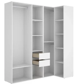 Ensemble dressing d'angle avec 2 tiroirs et fond d'arrière réversible coloris chêne naturel, blanc